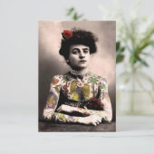 タトゥーアーティストウーマンヴィンテージ写真招待状 招待状 (スタンド正面)