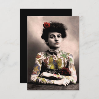 タトゥーアーティストウーマンヴィンテージ写真招待状 招待状