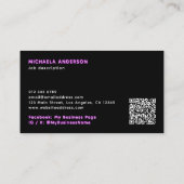 タトゥーアーティストカスタムフォトパープルネオン 名刺 (裏面)