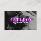 タトゥーアーティストカスタムフォトパープルネオン 名刺 (正面)