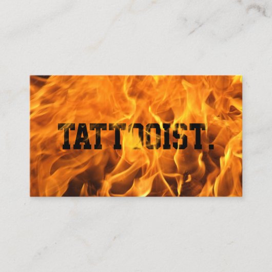 タトゥーアーティストクリエイティブ燃える火タイポグラフィ 名刺 (正面)