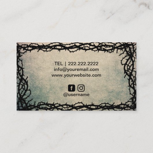 タトゥーアーティストゴシッククロウソーンフレームグランジ 名刺 (裏面)