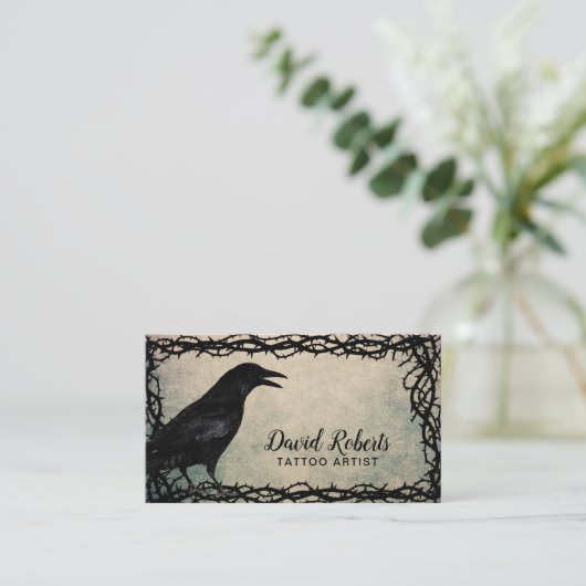 タトゥーアーティストゴシッククロウソーンフレームグランジ 名刺 (スタンド正面)