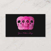 タトゥーアーティストゴシックピンクブラックスカル 名刺 (正面)