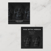 タトゥーアーティストゴシックブラックダークアカデミアスカル スクエア名刺 (正面/裏面)