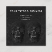 タトゥーアーティストゴシックブラックダークアカデミアスカル スクエア名刺 (裏面)