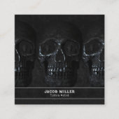 タトゥーアーティストゴシックブラックダークアカデミアスカル スクエア名刺 (正面)