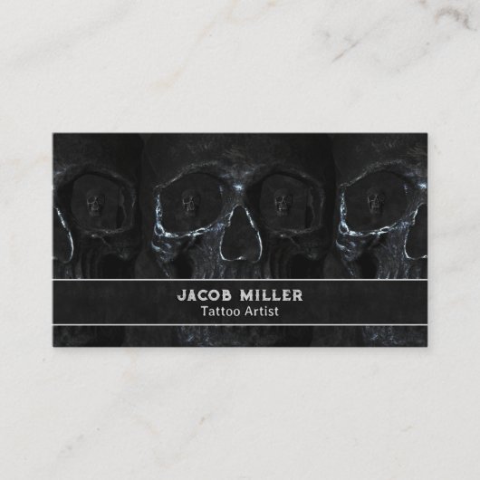 タトゥーアーティストゴシックブラックダークアカデミアスカル 名刺 (正面)