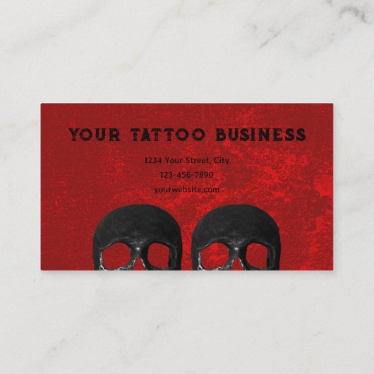 タトゥーアーティストゴシックレッドブラックダークアカデミアスカル 名刺 (裏面)
