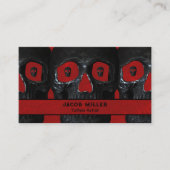 タトゥーアーティストゴシックレッドブラックダークアカデミアスカル 名刺 (正面)