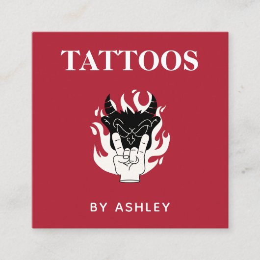 タトゥーアーティストサロンショップファンキーユニーククリエイティブおもしろい スクエア名刺 (正面)