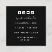 タトゥーアーティストサロンタイガースケルトンハンド&バラ スクエア名刺 (裏面)