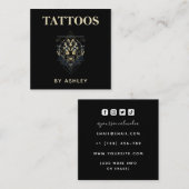 タトゥーアーティストサロンタイガーワイルドアニマルジオメトリック スクエア名刺 (正面/裏面)