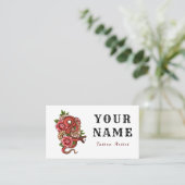 タトゥーアーティストサロンフローラレッドスネークミニマルレトロ 名刺 (スタンド正面)