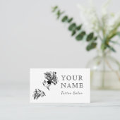 タトゥーアーティストサロンフローラ剣白黒プレーン 名刺 (スタンド正面)