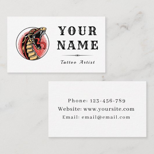 タトゥーアーティストサロン古代スネークモダントレンディー 名刺 (正面/裏面)