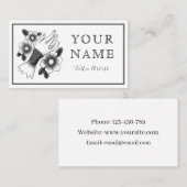 タトゥーアーティストサロン芸術的ブラック&ホワイトプレーン 名刺 (正面/裏面)