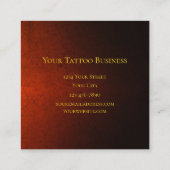 タトゥーアーティストスカル顔オレンジブラックゴシック スクエア名刺 (裏面)