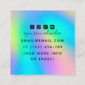 タトゥーアーティストスネークイラストレーションユニコーンレインボー スクエア名刺 (裏面)