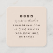 タトゥーアーティストソーシャルメディアスカルベージュモダン スクエア名刺 (裏面)