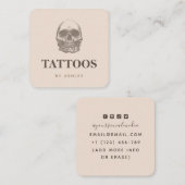 タトゥーアーティストソーシャルメディアスカルベージュモダン スクエア名刺 (正面/裏面)