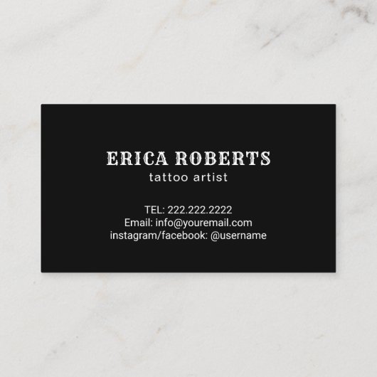 タトゥーアーティストタトゥーガン&バララックスレッドキルト 名刺 (裏面)