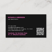 タトゥーアーティストネオン神秘的な天の蛾 名刺 (裏面)