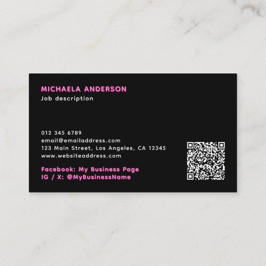 タトゥーアーティストネオン神秘的な天の蛾 名刺 (裏面)