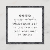 タトゥーアーティストフローラヘビイラストレーションバラダーク スクエア名刺 (裏面)