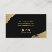 タトゥーアーティストブラッククロウモダン金ゴールドブラシストローク 名刺 (裏面)