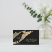 タトゥーアーティストブラッククロウモダン金ゴールドブラシストローク 名刺 (スタンド正面)