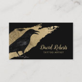 タトゥーアーティストブラッククロウモダン金ゴールドブラシストローク 名刺 (正面)