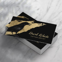 タトゥーアーティストブラッククロウモダン金ゴールドブラシストローク