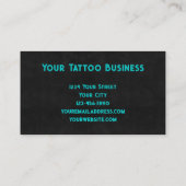 タトゥーアーティストブラックティール(緑がかった色)クールスカル 名刺 (裏面)