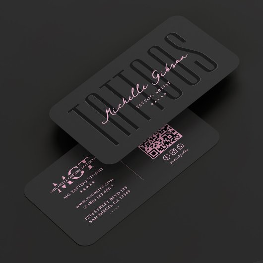 タトゥーアーティストブラックピンクタトゥーストモノグラム 名刺