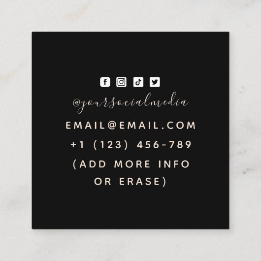 タトゥーアーティストミスティックサードアイバラヴィンテージコズミック スクエア名刺 (裏面)