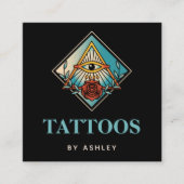 タトゥーアーティストミスティックサードアイバラヴィンテージコズミック スクエア名刺 (正面)