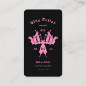 タトゥーアーティストモノグラムブラックピンクモダン 名刺 (正面)
