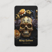 タトゥーアーティストモノグラムブラック金ゴールドモダンスカル 名刺 (正面)