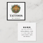 タトゥーアーティストワイルドタイガーイラストレーションはっきりしたトレンディー スクエア名刺 (正面/裏面)