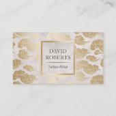 タトゥーアーティストヴィンテージ金ゴールドオリエンタルクラウドパターン 名刺 (正面)