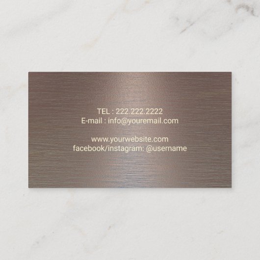 タトゥーアーティストヴィンテージ金ゴールドオリエンタルメタリック 名刺 (裏面)