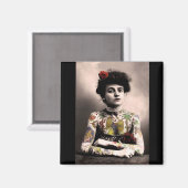 タトゥーアーティスト女性ヴィンテージ写真磁石 マグネット (正面/裏面)