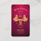 タトゥーアーティスト金ゴールドレッドモノグラムモダン 名刺 (正面)