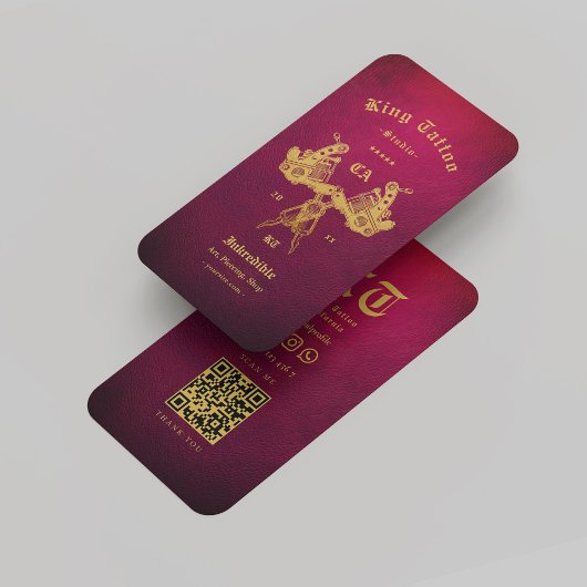 タトゥーアーティスト金ゴールドレッドモノグラムモダン 名刺