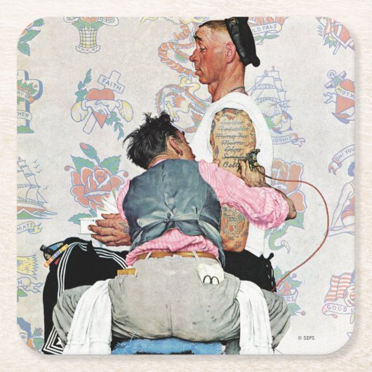 タトゥーアーティスト スクエアペーパーコースター (正面)