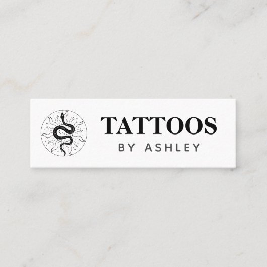 タトゥーアーティスト スネーク イラスト ミニマル モダン スキニー名刺 (正面)