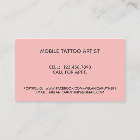 タトゥーアーティスト 名刺 (裏面)