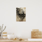 タトゥーアートのスケッチ手作りイラストレーション ポスター (キッチン)