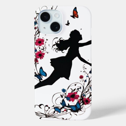 タトゥーアートスタイルガール蝶と花 Case-Mate iPhoneケース (裏面)